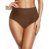 imageHolipick Women High Waisted Bikini Bottom Full Coverage Bathing Suits Bottoms Convertible Tummy Control Swim BottomDark Brown