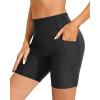 imageHolipick Women Plus Size Swim Shorts High Waisted Swim Bottoms with Pockets Tummy Control Boy ShortsBlack Regular