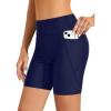 imageHolipick Women Plus Size Swim Shorts High Waisted Swim Bottoms with Pockets Tummy Control Boy ShortsNavy Blue Regular