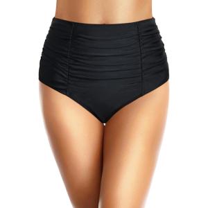 imageHolipick Bathing Suit Bottoms for Women  High Waisted Bikini Bottoms Ruched Tummy Control Swimsuit BottomBlack