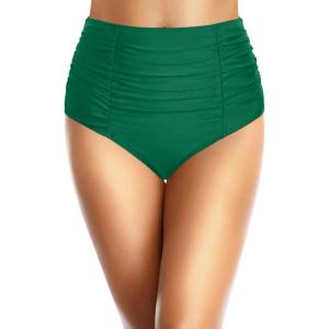imageHolipick Bathing Suit Bottoms for Women  High Waisted Bikini Bottoms Ruched Tummy Control Swimsuit BottomDark Green