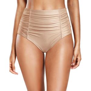 imageHolipick Bathing Suit Bottoms for Women  High Waisted Bikini Bottoms Ruched Tummy Control Swimsuit BottomGold