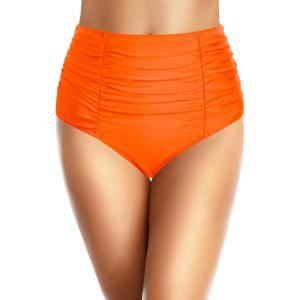imageHolipick Bathing Suit Bottoms for Women  High Waisted Bikini Bottoms Ruched Tummy Control Swimsuit BottomOrange