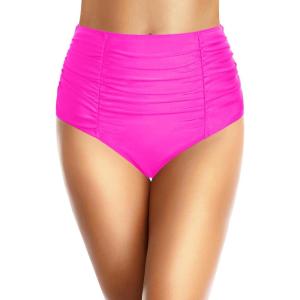 imageHolipick Bathing Suit Bottoms for Women  High Waisted Bikini Bottoms Ruched Tummy Control Swimsuit BottomPink