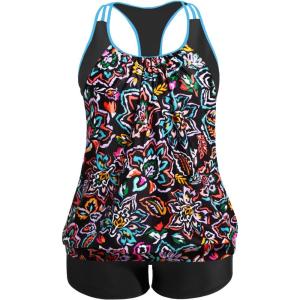 imageHolipick Plus Size Tankini Swimsuit for Women Two Piece Tummy Control Bathing Suit Blouson Racerback Tankini Top with ShortsColorful Paisley