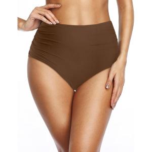 imageHolipick Women High Waisted Bikini Bottom Full Coverage Bathing Suits Bottoms Convertible Tummy Control Swim BottomDark Brown