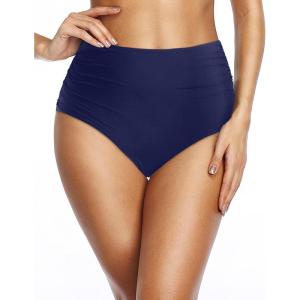 imageHolipick Women High Waisted Bikini Bottom Full Coverage Bathing Suits Bottoms Convertible Tummy Control Swim BottomSolid Navy Blue