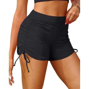 imageHolipick Womens Plus Size Swim Shorts High Waisted Bathing Suit Bottoms Sporty Tummy Control Swimsuit ShortsBlack Regular Size