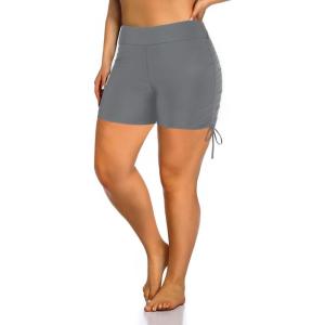 imageHolipick Womens Plus Size Swim Shorts High Waisted Bathing Suit Bottoms Sporty Tummy Control Swimsuit ShortsGrey