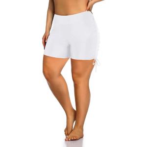 imageHolipick Womens Plus Size Swim Shorts High Waisted Bathing Suit Bottoms Sporty Tummy Control Swimsuit ShortsWhite