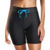 imageHolipick 7quot Swim Shorts Women High Waisted Bathing Suit Shorts Swimsuit Boy Short Long Swimwear BottomBlack Green Strap