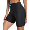 imageHolipick 7quot Swim Shorts Women High Waisted Bathing Suit Shorts Swimsuit Boy Short Long Swimwear BottomBlack Green Strap