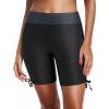 imageHolipick 7quot Swim Shorts Women High Waisted Bathing Suit Shorts Swimsuit Boy Short Long Swimwear BottomBlack and Grey