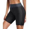 imageHolipick 7quot Swim Shorts Women High Waisted Bathing Suit Shorts Swimsuit Boy Short Long Swimwear BottomBlack and Grey