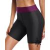 imageHolipick 7quot Swim Shorts Women High Waisted Bathing Suit Shorts Swimsuit Boy Short Long Swimwear BottomBlack and Purple
