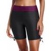 imageHolipick 7quot Swim Shorts Women High Waisted Bathing Suit Shorts Swimsuit Boy Short Long Swimwear BottomBlack and Purple