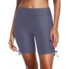 imageHolipick 7quot Swim Shorts Women High Waisted Bathing Suit Shorts Swimsuit Boy Short Long Swimwear BottomDark Grey a