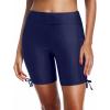 imageHolipick 7quot Swim Shorts Women High Waisted Bathing Suit Shorts Swimsuit Boy Short Long Swimwear BottomSolid Navy