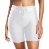 imageHolipick 7quot Swim Shorts Women High Waisted Bathing Suit Shorts Swimsuit Boy Short Long Swimwear BottomWhite Strap