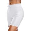 imageHolipick 7quot Swim Shorts Women High Waisted Bathing Suit Shorts Swimsuit Boy Short Long Swimwear BottomWhite Strap