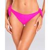 imageHolipick Bikini Bottoms for Women String Swim Bottom Adjustable Side Tie Bikini Bottom Low Rise Swimsuit BottomPinkwide