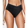 imageHolipick High Waisted Bikini Bottoms  V Cut Bathing Suit Bottom Moderate Coverage Swim BottomBlack