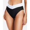 imageHolipick High Waisted Bikini Bottoms  V Cut Bathing Suit Bottom Moderate Coverage Swim BottomBlack and White