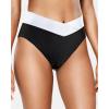imageHolipick High Waisted Bikini Bottoms  V Cut Bathing Suit Bottom Moderate Coverage Swim BottomBlack and White