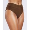 imageHolipick High Waisted Bikini Bottoms  V Cut Bathing Suit Bottom Moderate Coverage Swim BottomBrown