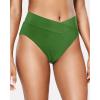 imageHolipick High Waisted Bikini Bottoms  V Cut Bathing Suit Bottom Moderate Coverage Swim BottomGreen