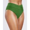 imageHolipick High Waisted Bikini Bottoms  V Cut Bathing Suit Bottom Moderate Coverage Swim BottomGreen