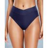 imageHolipick High Waisted Bikini Bottoms  V Cut Bathing Suit Bottom Moderate Coverage Swim BottomNavy Blue