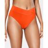 imageHolipick High Waisted Bikini Bottoms  V Cut Bathing Suit Bottom Moderate Coverage Swim BottomOrange