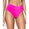 imageHolipick High Waisted Bikini Bottoms  V Cut Bathing Suit Bottom Moderate Coverage Swim BottomPink