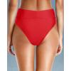 imageHolipick High Waisted Bikini Bottoms  V Cut Bathing Suit Bottom Moderate Coverage Swim BottomRed