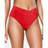 imageHolipick High Waisted Bikini Bottoms  V Cut Bathing Suit Bottom Moderate Coverage Swim BottomRed