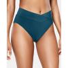 imageHolipick High Waisted Bikini Bottoms  V Cut Bathing Suit Bottom Moderate Coverage Swim BottomTeal