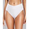 imageHolipick High Waisted Bikini Bottoms  V Cut Bathing Suit Bottom Moderate Coverage Swim BottomWhite