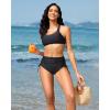 imageHolipick Swimsuit Bottoms for Women  High Waisted Bikini Bottoms Tie Side Tummy Control Bathing Suit BottomBlack 1