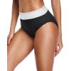 imageHolipick Swimsuit Bottoms for Women  High Waisted Bikini Bottoms Tie Side Tummy Control Bathing Suit BottomBlack White 1