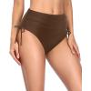 imageHolipick Swimsuit Bottoms for Women  High Waisted Bikini Bottoms Tie Side Tummy Control Bathing Suit BottomBrown