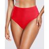 imageHolipick Women Bathing Suit Bottoms  High Waisted Bikini Bottoms Full Coverage Tummy Control Swim BottomRed