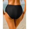 imageHolipick Women High Waisted Bikini Bottoms Tummy Control Swim Bottom Strappy Bathing Suit BottomBlack