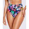 imageHolipick Women High Waisted Bikini Bottoms Tummy Control Swimsuit Bottoms Ruched Bathing Suit Swim Bottom High CutColorful Floral