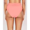 imageHolipick Women High Waisted Bikini Bottoms Tummy Control Swimsuit Bottoms Ruched Bathing Suit Swim Bottom High CutCoral Pink