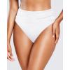imageHolipick Women High Waisted Bikini Bottoms Tummy Control Swimsuit Bottoms Ruched Bathing Suit Swim Bottom High CutWhite