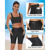 imageHolipick Women High Waisted Swim Shorts Tummy Control Biker Shorts with Pockets Swim BottomsBlack