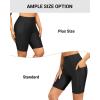 imageHolipick Women High Waisted Swim Shorts Tummy Control Biker Shorts with Pockets Swim BottomsBlack
