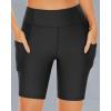 imageHolipick Women High Waisted Swim Shorts Tummy Control Biker Shorts with Pockets Swim BottomsBlack