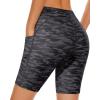 imageHolipick Women High Waisted Swim Shorts Tummy Control Biker Shorts with Pockets Swim BottomsBlack Camo